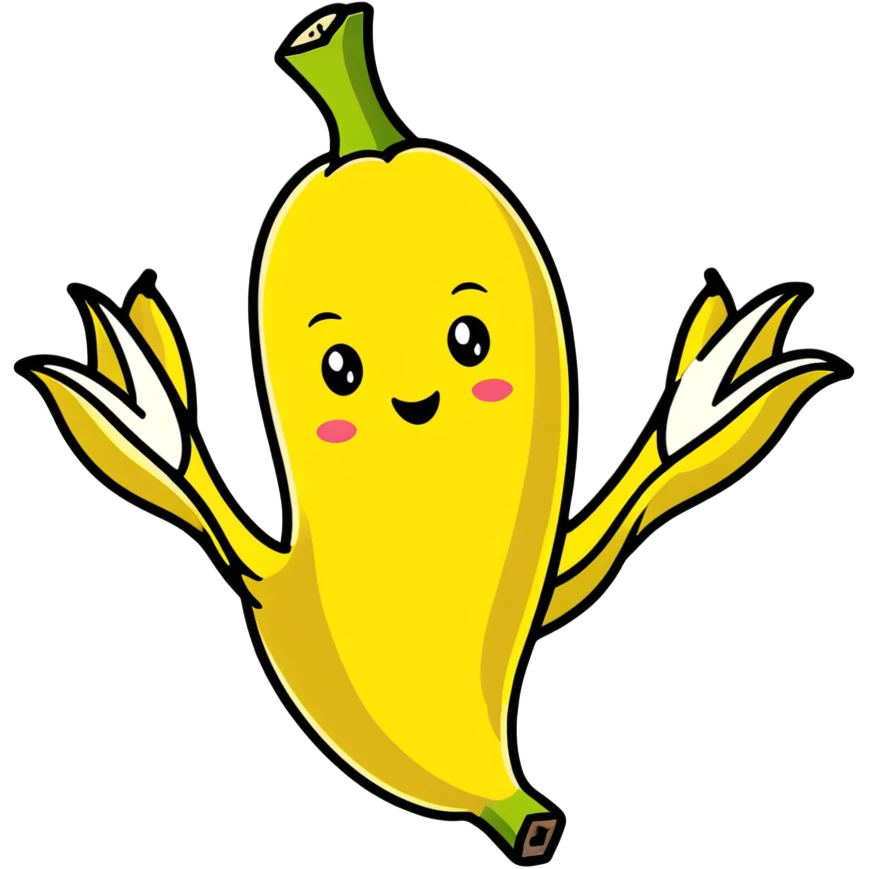 peeled banana with two hands forming a heart shape around it emoji