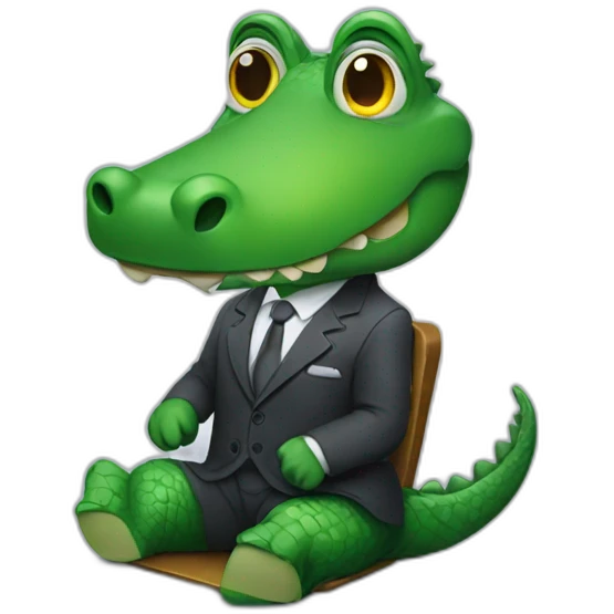 An alligator wearing a suit sitting on a table emoji