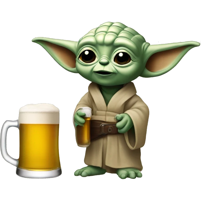 Bebe yoda qui bois une biere emoji