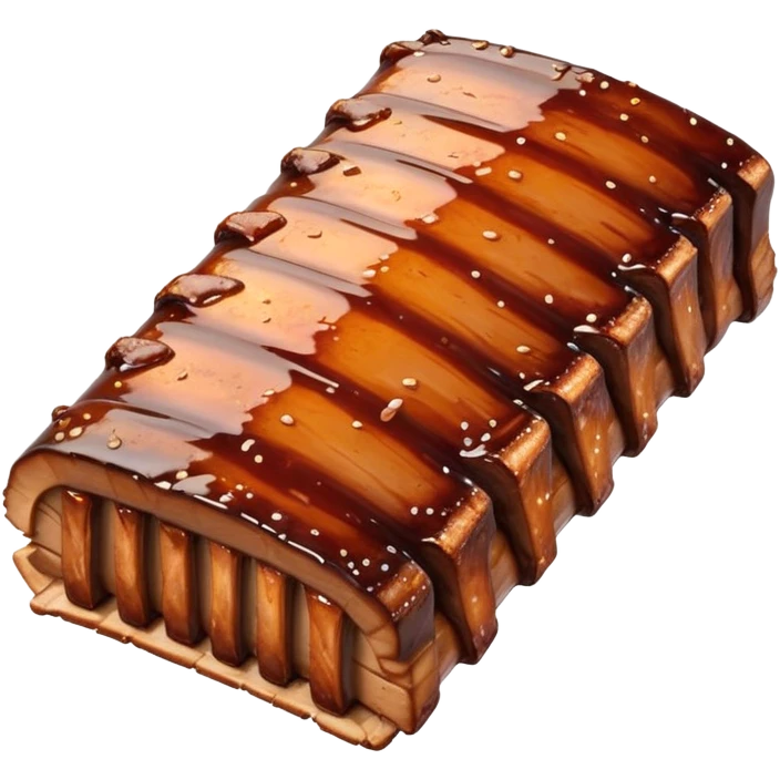 cinematic-realistic-barbeque-ribs-dish-emoji,-depicted-as-succulent,-slow-cooked-ribs-with-a-sticky-smoky-glaze-rendered-with-rich-textures-and-dynamic,-appetizing-lighting. emoji
