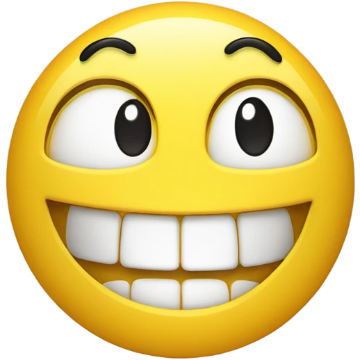 Yellow emoji with a big smile with squinted eyes with a yellow bone hanging at its mouth ￼ emoji