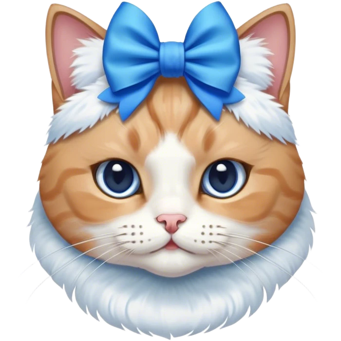 Cat wearing a blue bow on its head emoji