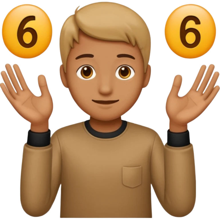 replace the ice cream with the numbers 6 and 7 holding his hands doing this emoji 🫴 and the left is the same emoji but flipped sideways then make the emojis 6️⃣7️⃣ go in each so six gos in the left hand and seven goes in the right hand emoji