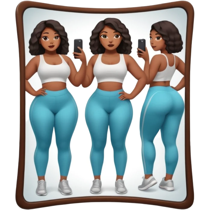 a slim thick baddie black girl taking a picture in the mirror with a really big butt emoji