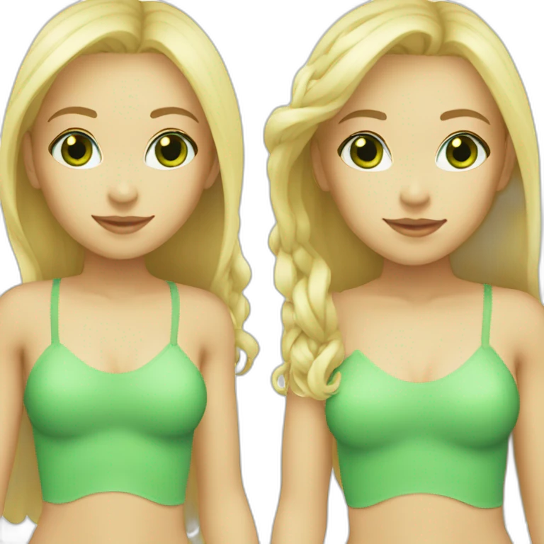 blond girl green eyes bikini emoji