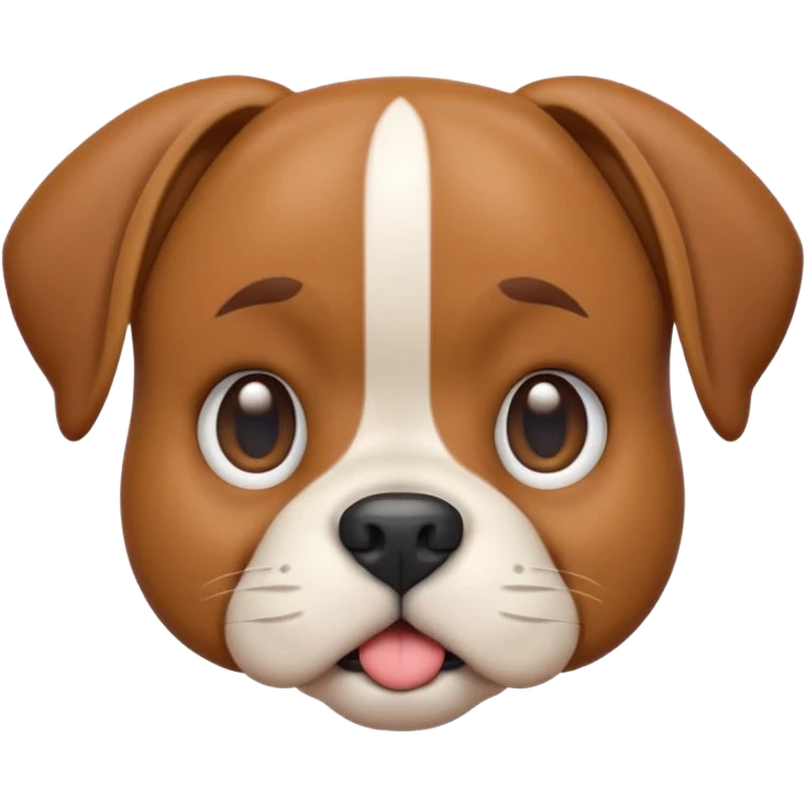 A 3D emoji of a cute Boxer dog in Apple style. The dog has a short snout, floppy ears, big round eyes, and a friendly expression. Smooth, glossy, minimal Apple-style rendering, isolated on a white background.





 emoji