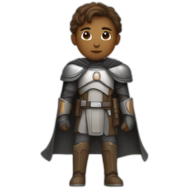 A determined and heroic Star Wars figure, bedecked in a cape and armor, ready to take on any challenge in a starry and mysterious galaxy. emoji