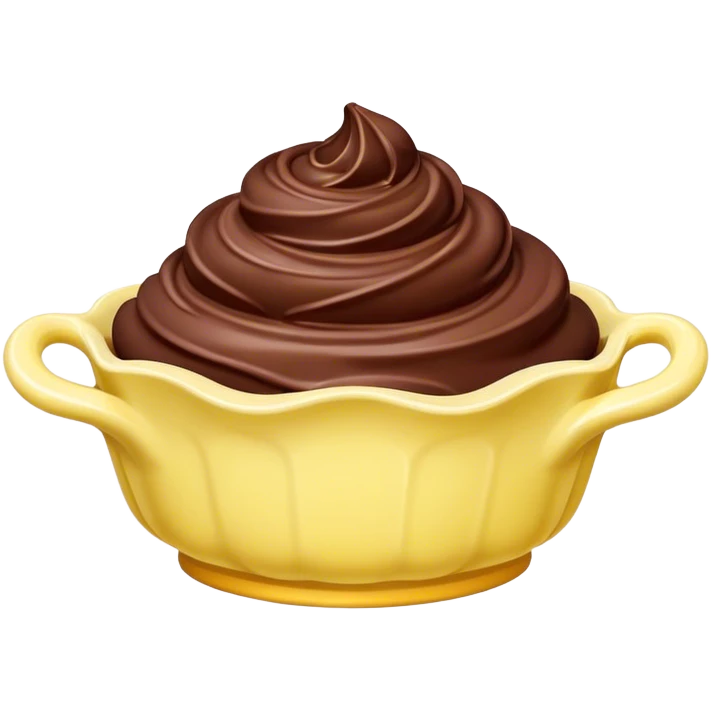 Chocolate gelato in a scalloped-edged light yellow ceramic dish emoji