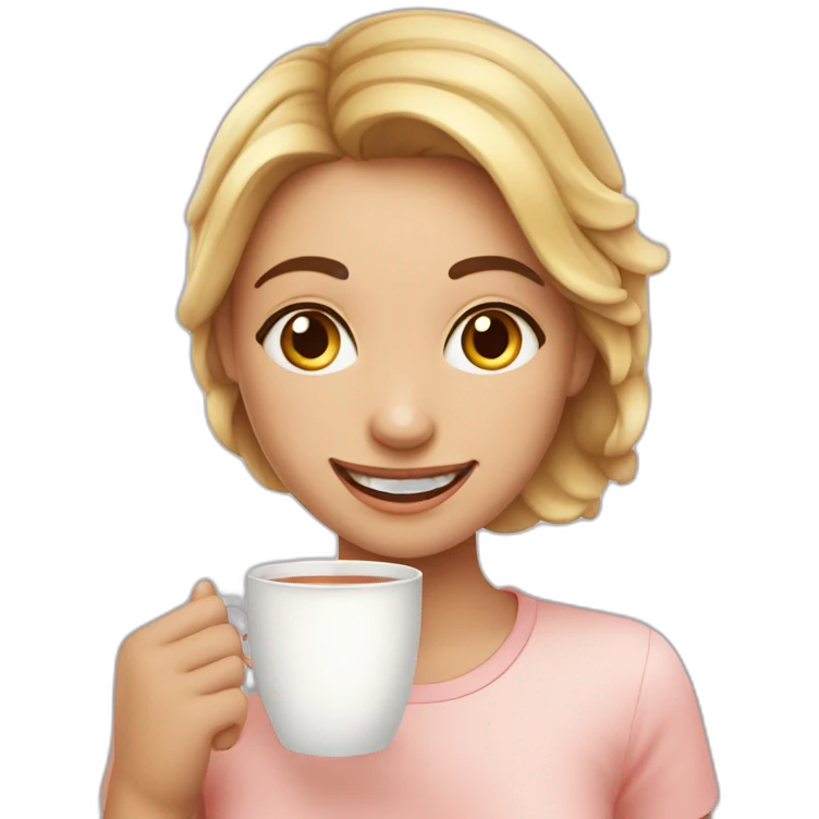 Happy-girl-with-hot-tea-and-milk emoji