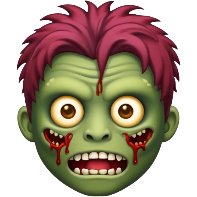 Faça um emoji de zumbi, estilo IOS, um zumbi com cabelo loiro escuro bagunçado e olhos escuros emoji