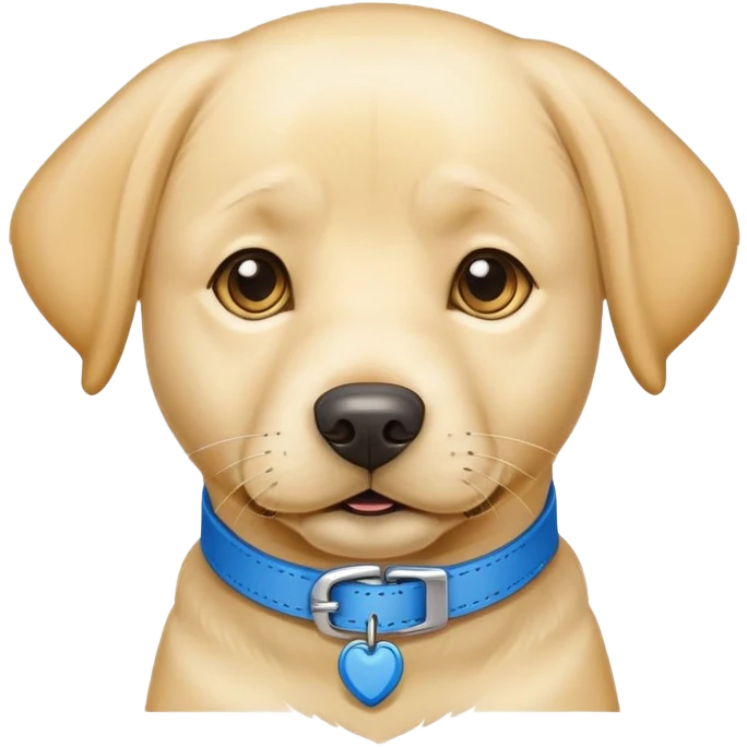 yellow lab dog wearing blue emoji