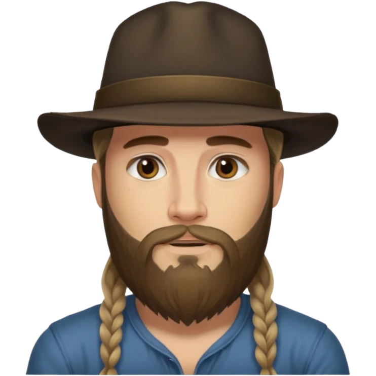 Jared Woosley (long hair, beard, tattoos, and hat). emoji