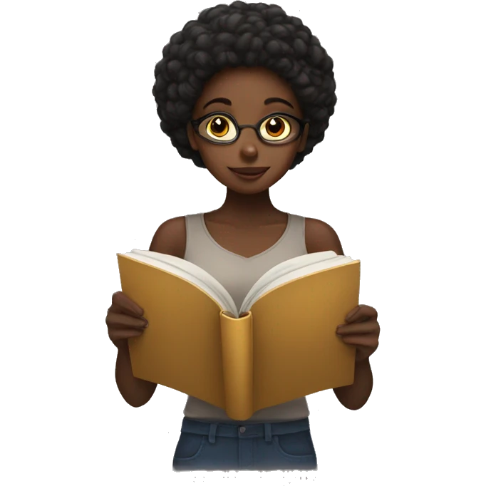Black girl reading book emoji