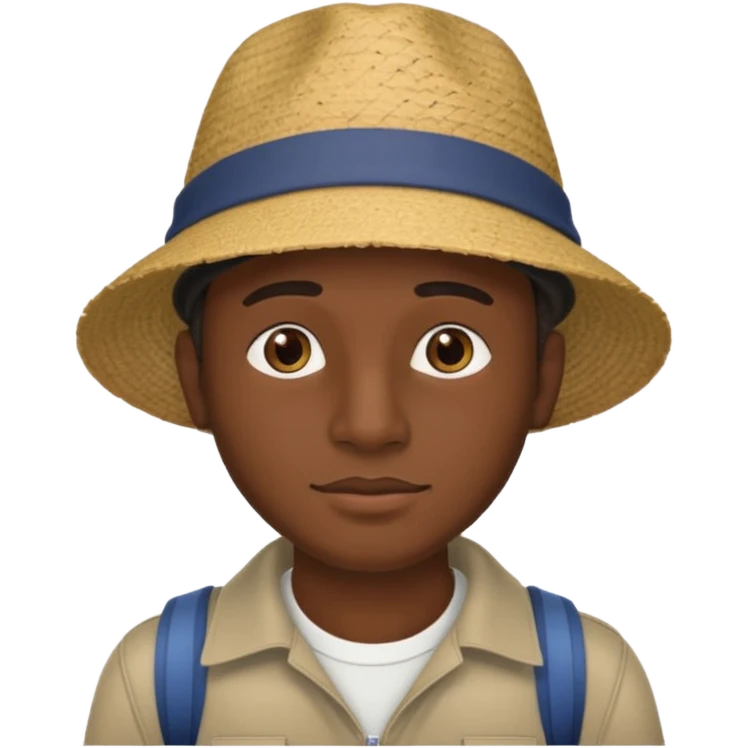 Visage homme créole réunionnais avec chapeau arrive avion emoji