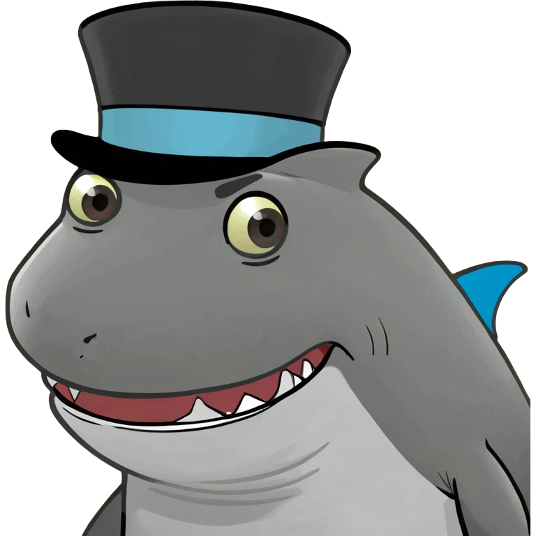 Shark with a top hat emoji