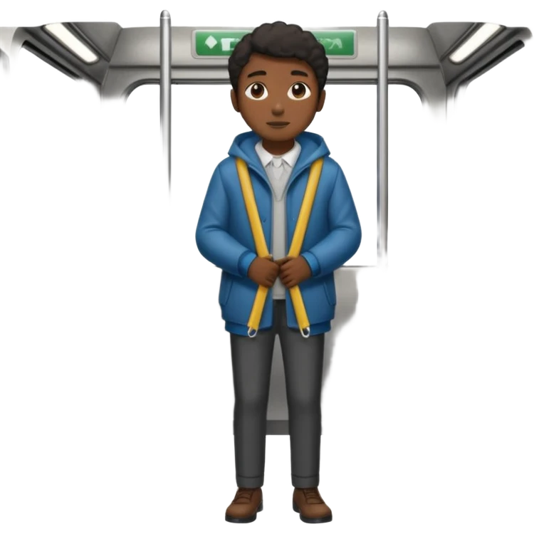 Rider holding grab bar,Metro Riders, inside metro train, no transparent, with background,full image , negative transparent. emoji