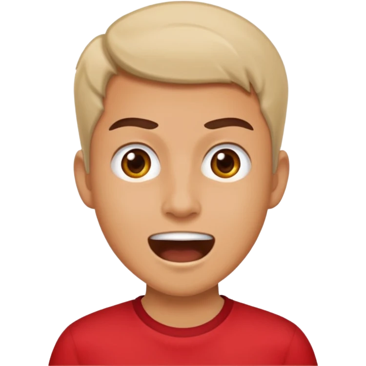 Tourist Character in Red Shirt with A slight expression of excitement and urgency emoji