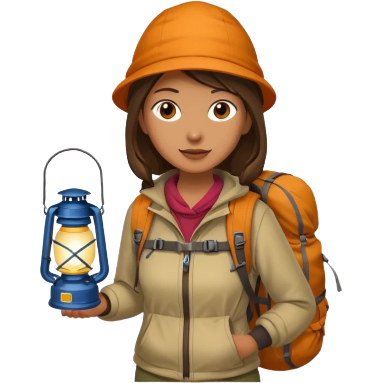 Woman + lantern,Mountain Campers. emoji