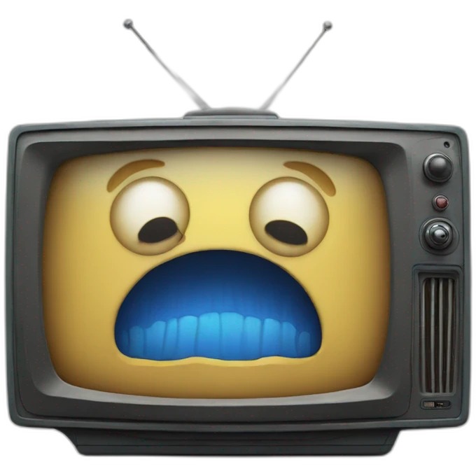 old television with blue monster inside emoji
