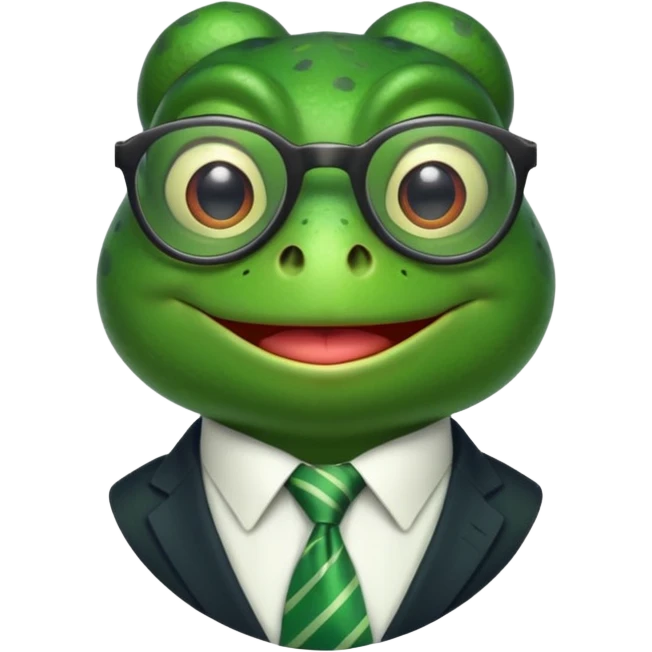 frog with tie and glasses emoji