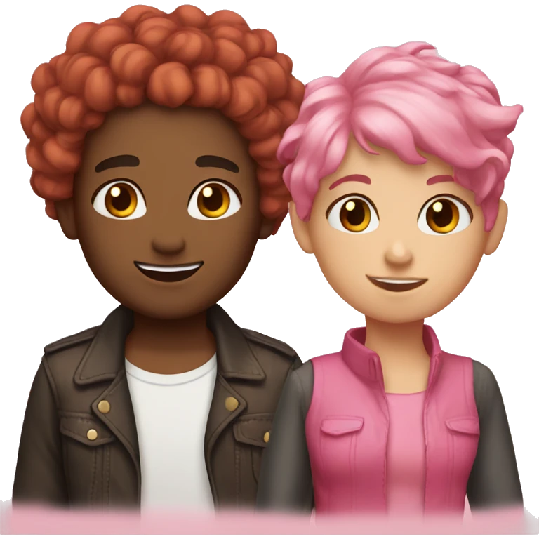 besties pink hair and brown haur emoji
