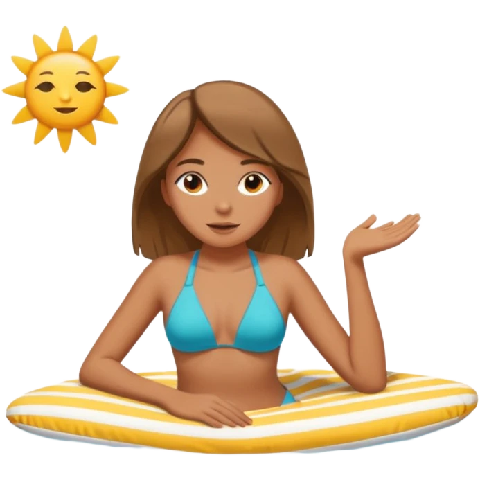 Chica tomando el sol en una playa emoji