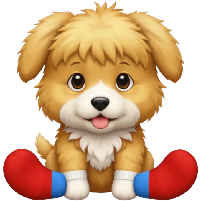 Fluffy puppy with socks emoji
