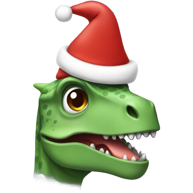 Dinosaur wearing a Christmas hat emoji