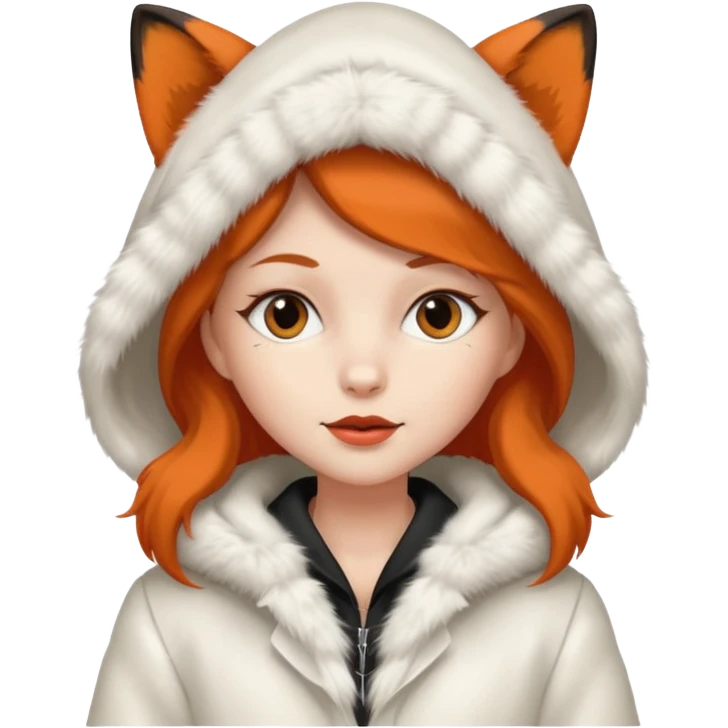 Girl, Fox Fur White Coat with Hood emoji