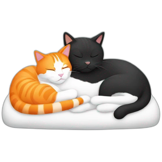 orange-cat and blackwhite cat sleep emoji