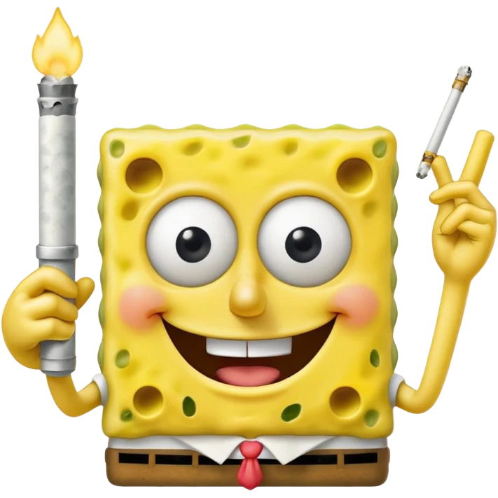 SpongeBob with a joint emoji