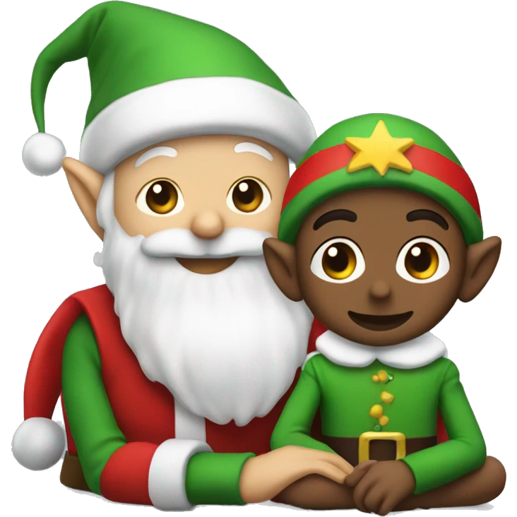 Elf’s sitting next to Santa  emoji