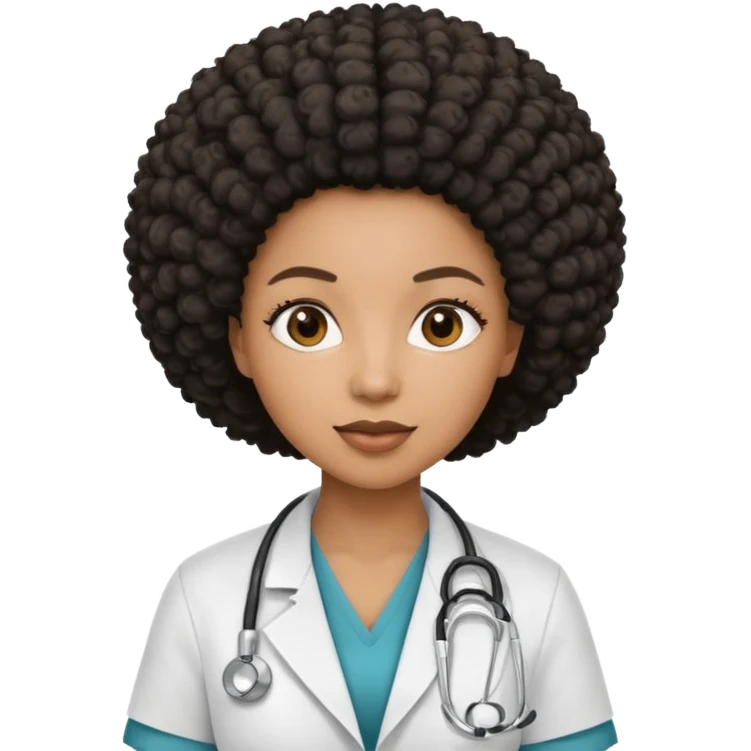 single black female doctor with afro hairstyle emoji