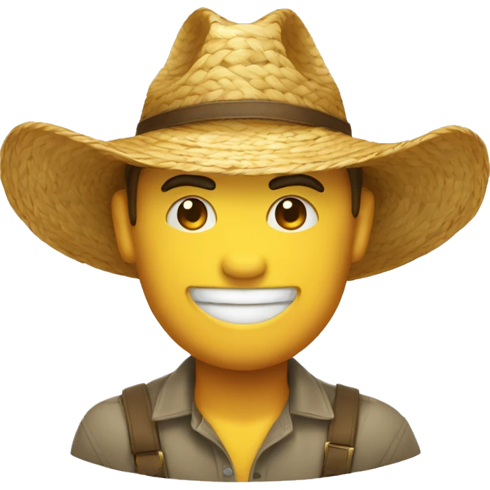 Emoji sourit avec un chapeau de paille  emoji