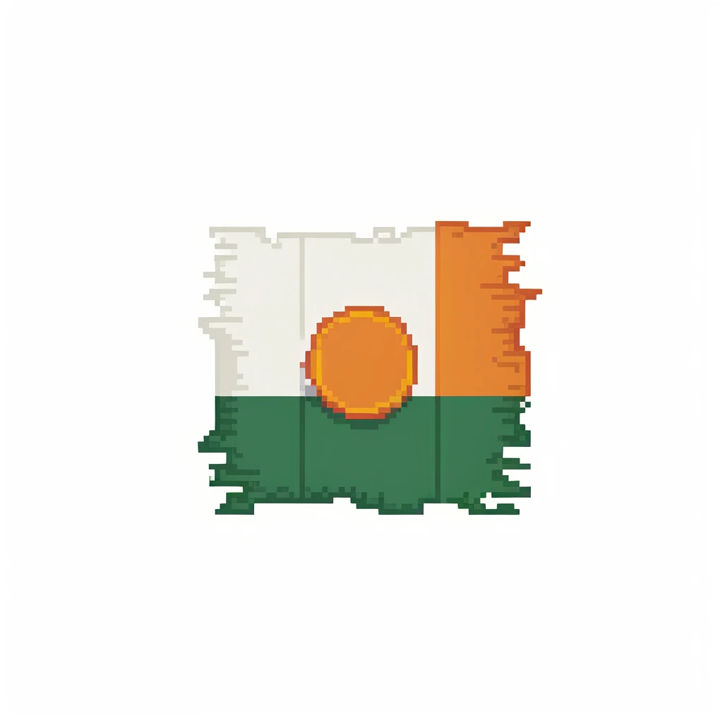 Detailed pixel art of Indian national flag with saffron, white and green colors emoji