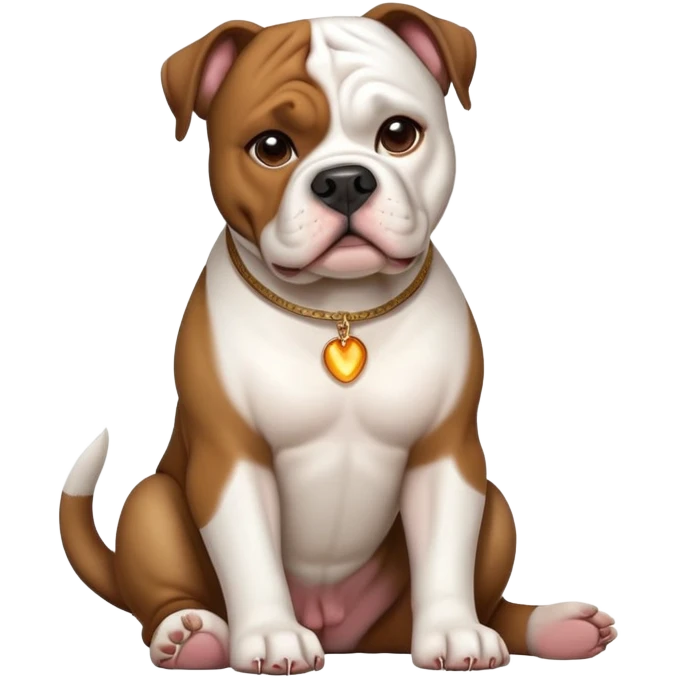cinematic-[american bulldog]-realistic-full-body-sitting-emoji,-tail-resting-loosely-beside-its-paws,-head-tilted-dramatically,-sleek-[brown]-fur,-simplified-yet-realistic-focused-features,-highly-detailed,-glowing-with-an-almost-sarcastic-glow emoji