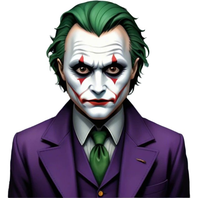 Thriller movie icon: A close-up collage with eerie, dramatic elements. Include the Joker, Hannibal Lecter, and a dark, moody Gotham City skyline in the background. The characters should look intense and shadowed, creating a tense atmosphere. Transparent background. emoji