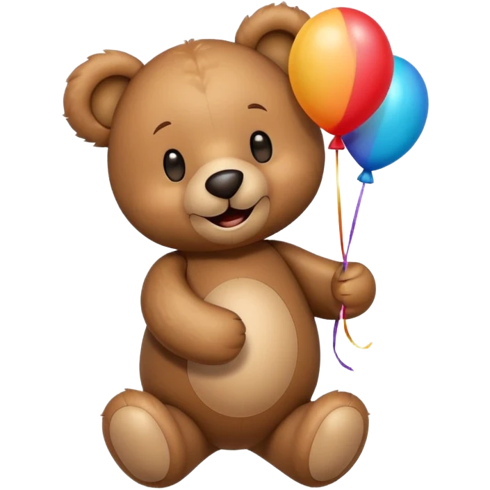 Teddy bear with colourful balloon in hand emoji