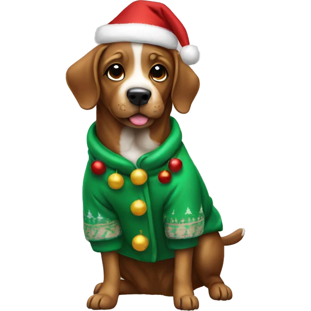 Dog wearing a christmas coat emoji