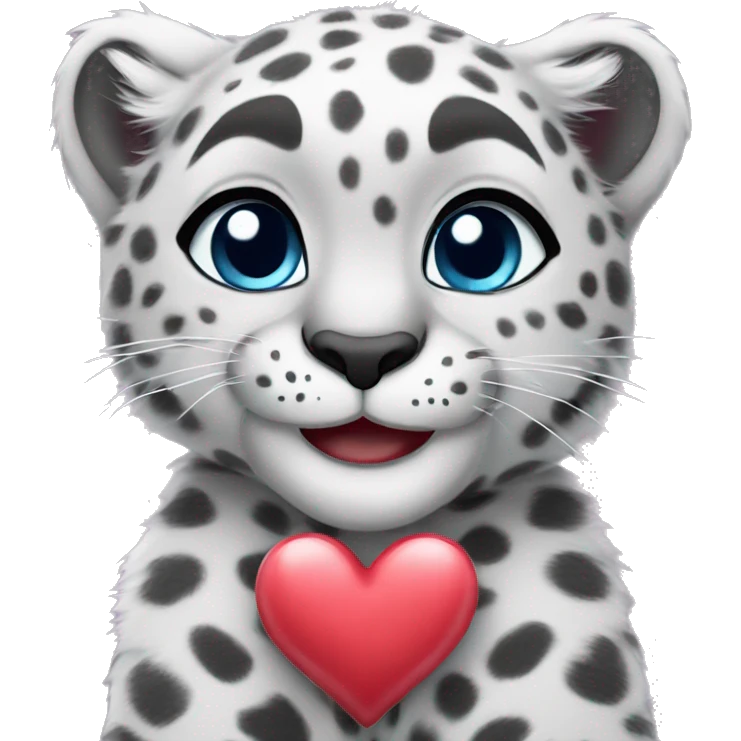 cute snow leopard shows a heart emoji