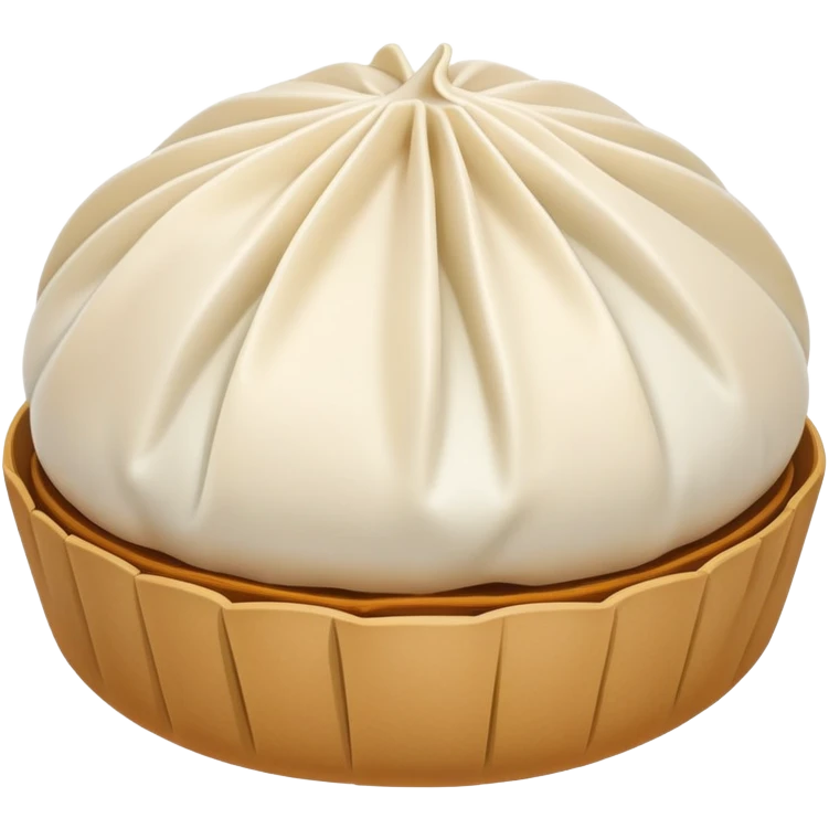 Steamed stuffed bun Baozi with visible pleated top, simplified emoji style with bold outlines and bright colors, cartoon style Chinese street snack emoji