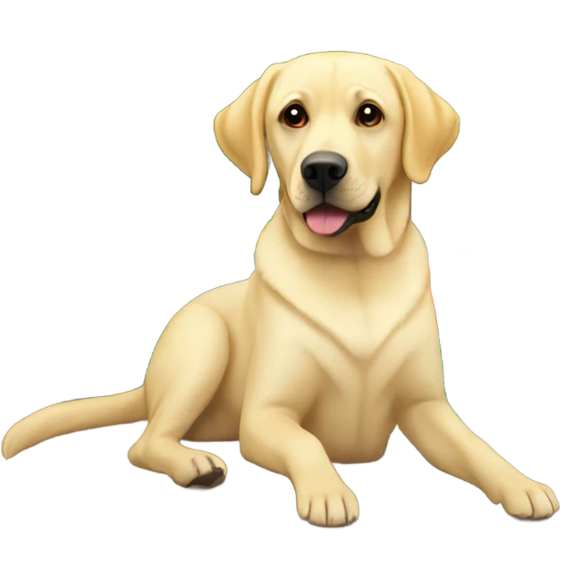 yellow Labrador sitting next to a christmas tree decorated with christmas lights emoji