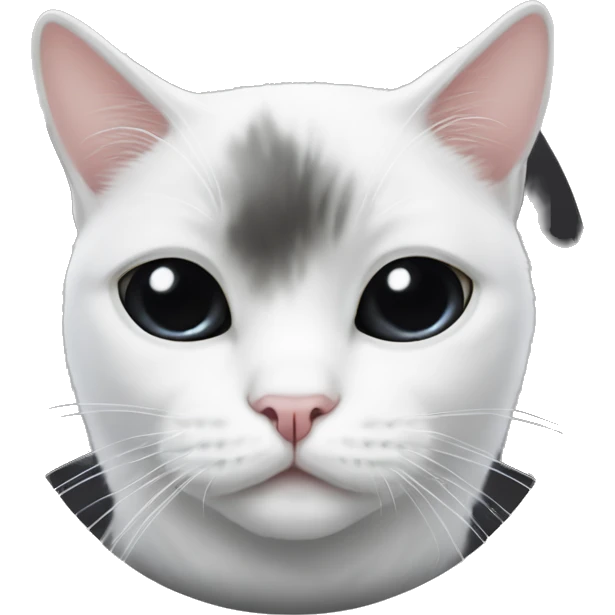 white cat with two black patches above the eyes emoji