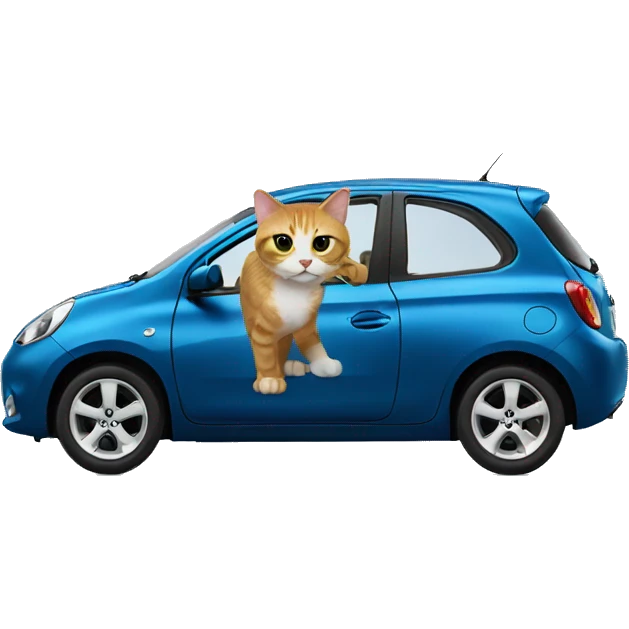 Cat driving Nissan micra  emoji