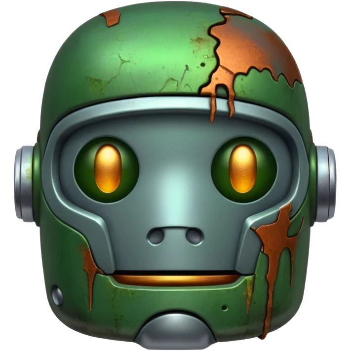 make a tired old robot emoji, covered in green sludge emoji