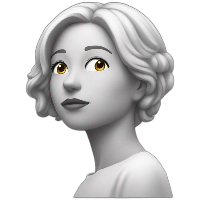 pensive, thoughtful woman touching her chin and looking up thinking emoji