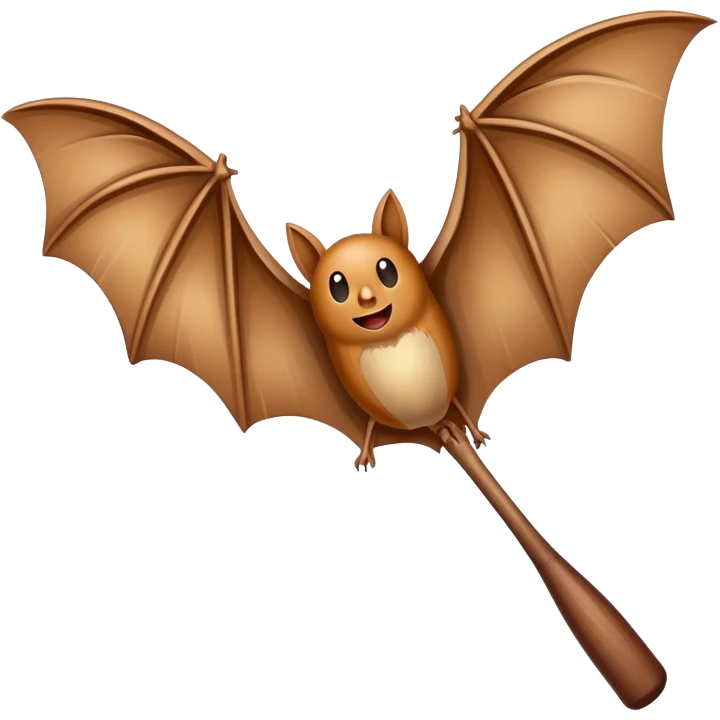 classic light brown wooden bat, minimal details emoji