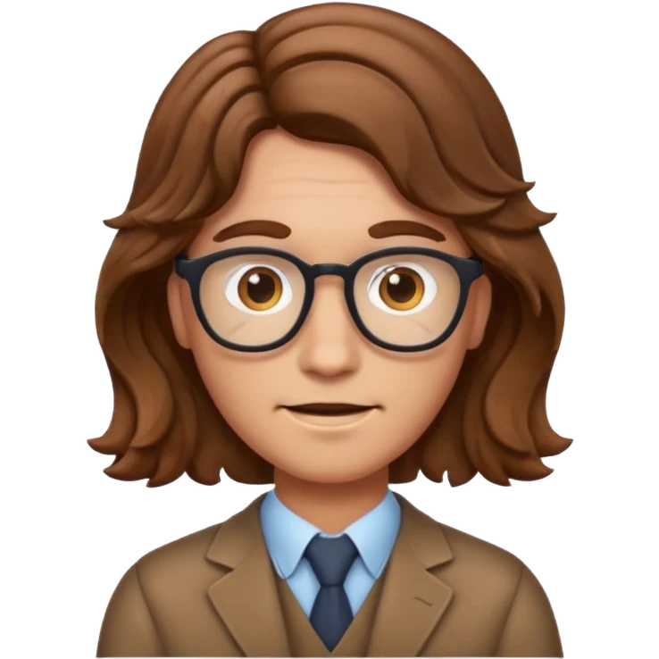 give the nerd emoji brown wavy hair in a center part emoji