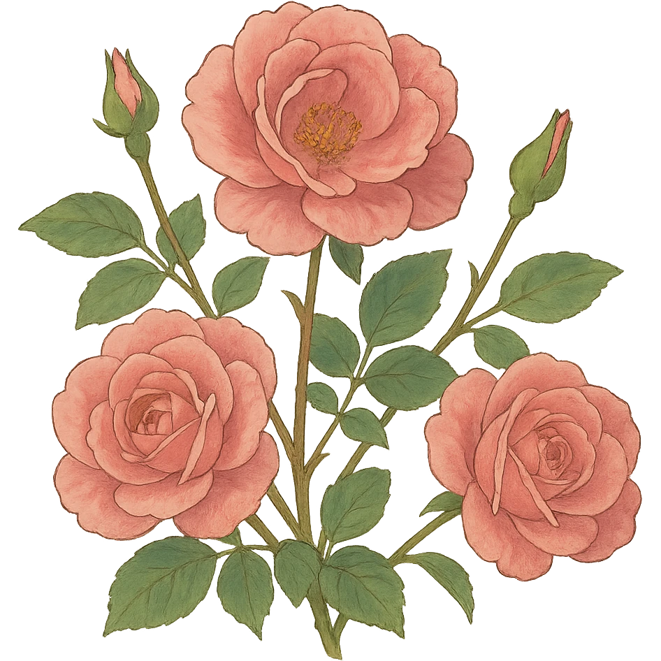 realistic ghibli style roses, no background emoji