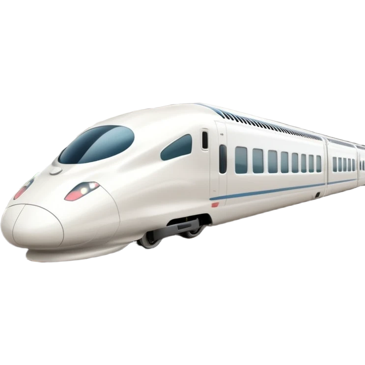 A 3D cartoon sleek white bullet train on tracks, high-speed motion blur, clean lighting, Memoji-style realism. emoji
